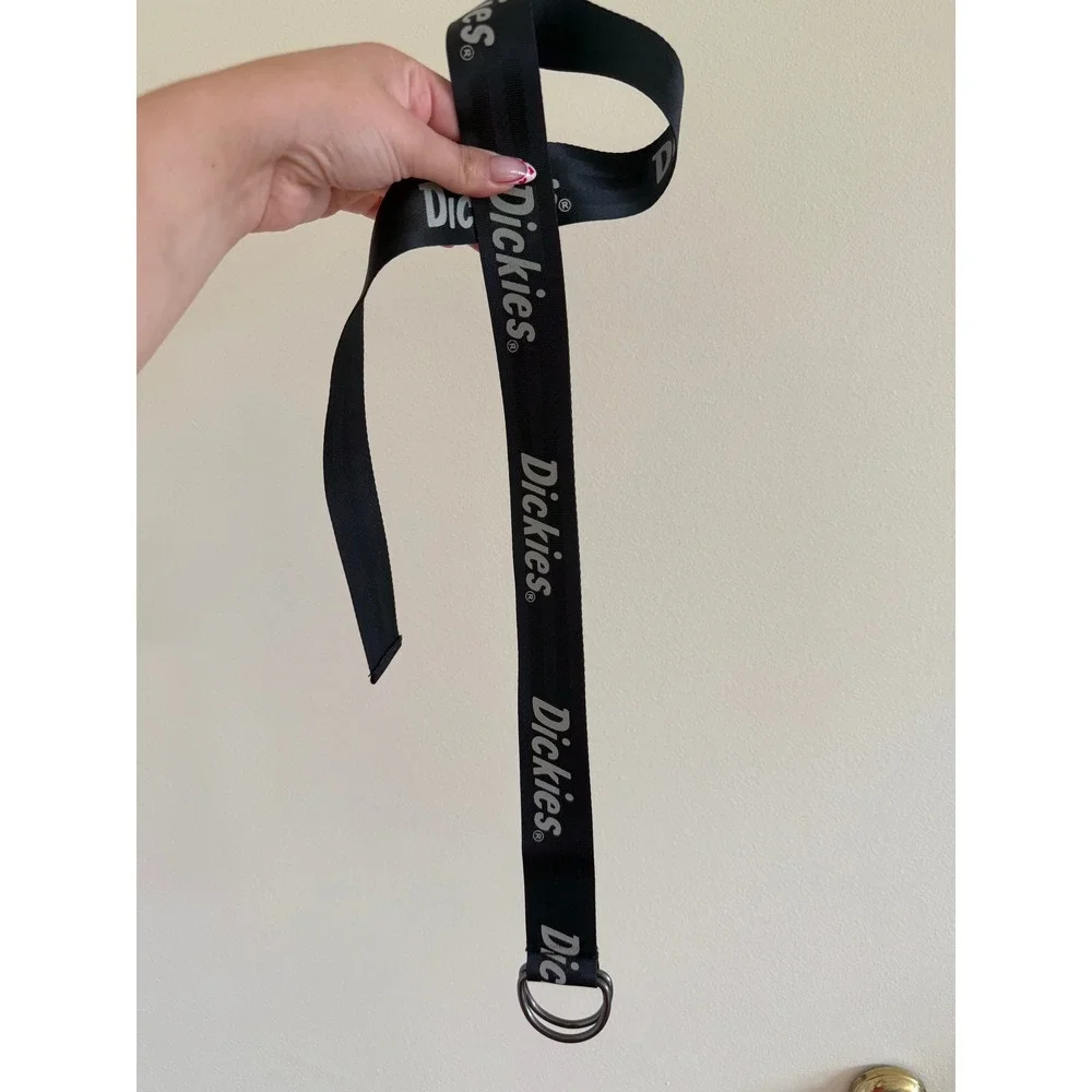 Dickies Logo Web Belt Black Silver DRing Buckle Streetwear Industrial Adjustable